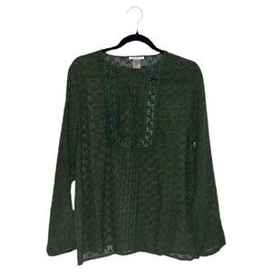 Sheer Long Sleeve Boho Fall Blouse